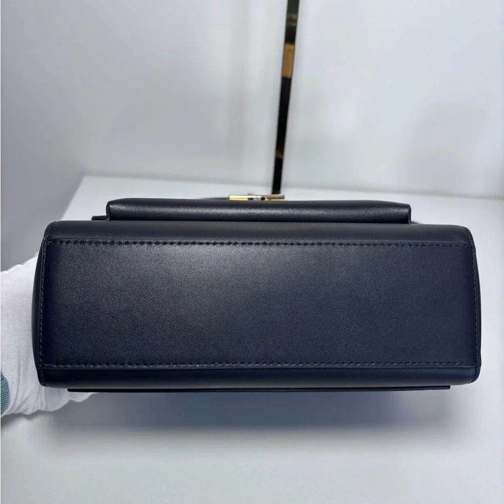 Michael Kors Lita Medium Black Leather Gold Chain Crossbody Bag Purse NWOT